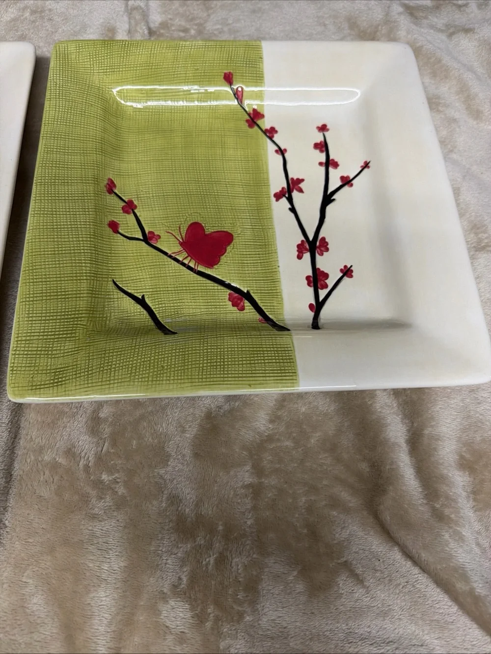 Pier 1 Vtg Sample Porcelain Square Ceramic Serving Plates - Set of 2